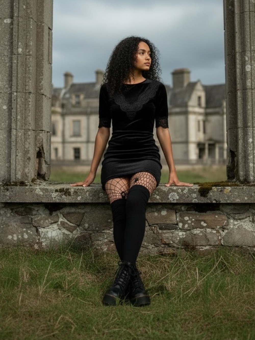 KIHILIST Black Over The Knee Socks One Size
